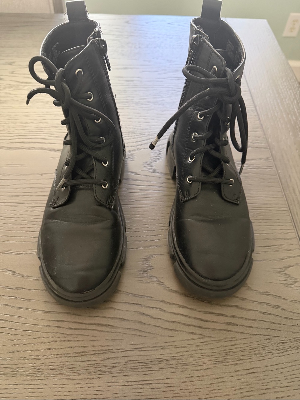 Kids  Black Lace-Up Combat Boots